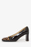 Louis Vuitton Black Leather Damier Ebene Square Toe Pumps Size 36.5
