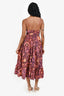 Ulla Johnson Orange/Purple Patterned Halterneck Tiered Midi Dress Size 0