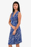 Diane Von Fustenberg Blue/White Wrap Midi Dress Size 0