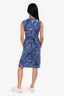 Diane Von Fustenberg Blue/White Wrap Midi Dress Size 0