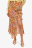 Veronica Beard Prange/Pink Silk Floral Printed Split Side Midi Skirt Size 0