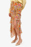Veronica Beard Prange/Pink Silk Floral Printed Split Side Midi Skirt Size 0