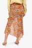 Veronica Beard Prange/Pink Silk Floral Printed Split Side Midi Skirt Size 0