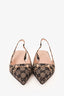 Gucci Navy GG Supreme Canvas Horsebit Point Toe Slingback Flats Size 38