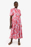 Me+Em Red/Purple Floral High Neck Long Dress Size 6