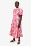 Me+Em Red/Purple Floral High Neck Long Dress Size 6