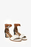 Hermès Tricolour Leather Manege Ankle Wrap Sandals Size 37.5