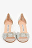 Manolo Blahnik Silver Leather Crystal Buckle 'Sedaraby' Heels Size 7.5
