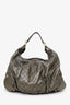 Gucci Metallic Grey Leather GG Signature Jockey Bag