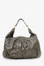 Gucci Metallic Grey Leather GG Signature Jockey Bag