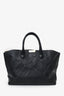 Burberry Black Embossed Check Leather Dewsbury Tote Bag With Strap