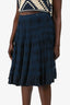 Pre-Loved Chanel™ Navy Cotton/Linen Flared Skirt Size 50