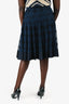 Pre-Loved Chanel™ Navy Cotton/Linen Flared Skirt Size 50