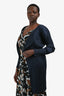 Pleats Please Navy Pleated Open Cardigan Size 4