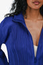 Pleats Please Royal Blue Pleated Zip Up Size 5