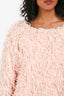 Pre-Loved Chanel™ Pink Fringed Tweed Asymmetrical Sweater Size 50