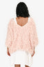 Pre-Loved Chanel™ Pink Fringed Tweed Asymmetrical Sweater Size 50