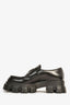 Prada Black Brushed Leather Extra Light Monolith Loafers Size 9 Mens