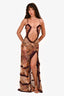 Jaded London Brown Animal Print Cut Out Slit Maxi Dress Size 2