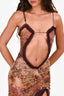 Jaded London Brown Animal Print Cut Out Slit Maxi Dress Size 2