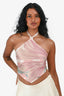 Retrofete Pink/Grey Satin Halterneck Top Size XS