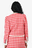 Miu Miu 2019 Red/White Wool Check Patterned Tweed Blazer + Skirt Set Size 36/40