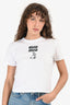 Miu Miu White/Black Logo Rabbit Embroidered Short Sleeves Cropped T-Shirt Est. Size XS (As Is)