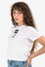 Miu Miu White/Black Logo Rabbit Embroidered Short Sleeves Cropped T-Shirt Est. Size XS (As Is)