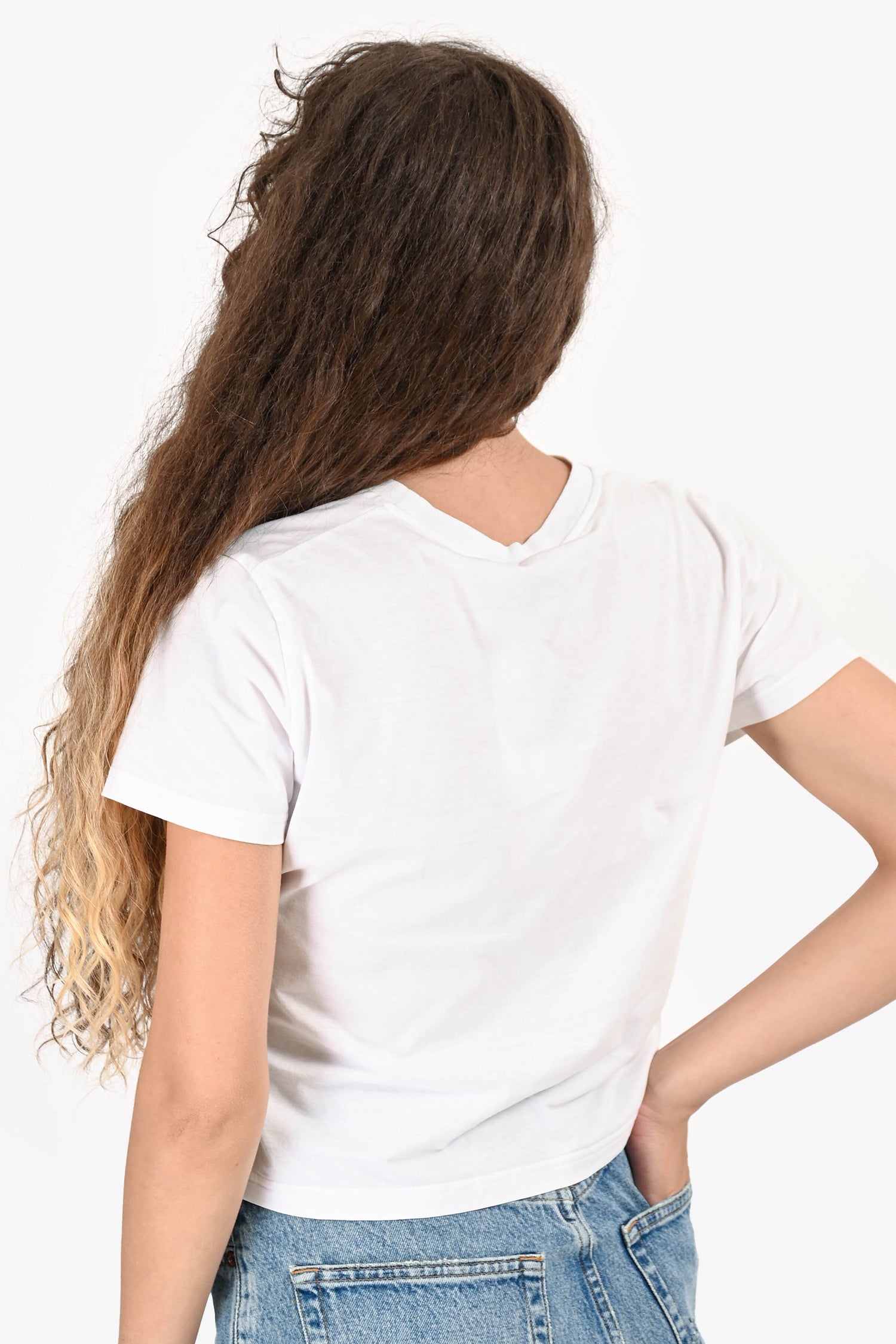 Miu Miu White/Black Logo Rabbit Embroidered Short Sleeves Cropped