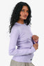 Balenciaga 2021 Purple Metallic Ribbed Knit Logo Long Sleeves Top Size S