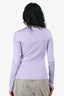 Balenciaga 2021 Purple Metallic Ribbed Knit Logo Long Sleeves Top Size S