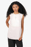 Brunello Cucinelli White Silk Ribbed Panel Sleeveless Top Size S
