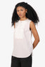 Brunello Cucinelli White Silk Ribbed Panel Sleeveless Top Size S