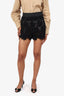 Dolce & Gabbana Black Floral Embroidered High-Waisted Shorts Size 40