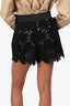 Dolce & Gabbana Black Floral Embroidered High-Waisted Shorts Size 40