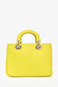 Christian Dior Neon Green Leather Small Diorissimo Top Handle with Strap