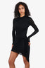 Helmut Lang Black Long Sleeve Ruched Dress Size S