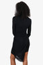 Helmut Lang Black Long Sleeve Ruched Dress Size S