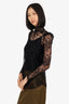 Valentino Black Lace Mock Neck Top Long Sleeve Size 38