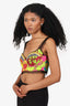 Versace Silk/Lace Trim Patterned Bralette Size 40