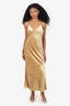 A.L.C Gold Silk Blend Velvet Strappy Dress Size 4