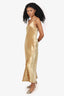 A.L.C Gold Silk Blend Velvet Strappy Dress Size 4