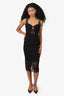 Noam Hanoch Black Lace Detail Strappy Midi Bodycon Dress Size 2