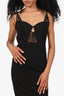 Noam Hanoch Black Lace Detail Strappy Midi Bodycon Dress Size 2