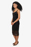 Noam Hanoch Black Lace Detail Strappy Midi Bodycon Dress Size 2