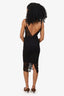Noam Hanoch Black Lace Detail Strappy Midi Bodycon Dress Size 2