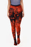 Marine Serre Orange/Navy Velvet Geotic Devore Tights Size S