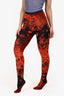 Marine Serre Orange/Navy Velvet Geotic Devore Tights Size S