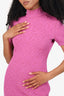 Fendi X Skims Pink Knit Bodycon Embossed Mock Neck Dress Size 42