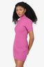 Fendi X Skims Pink Knit Bodycon Embossed Mock Neck Dress Size 42